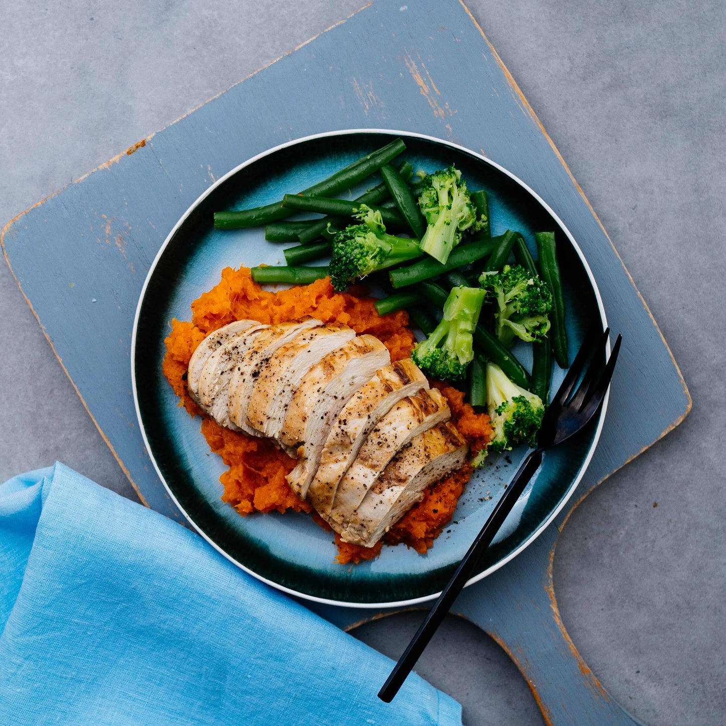 Lean Chicken, Greens and Sweet potato